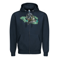 Navy Sea Seal Face Illustrations Zipper Hoodie - LillyAllenDesigns