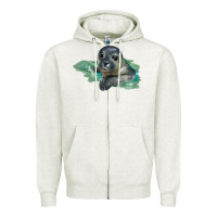Oatmeal Heather Sea Seal Face Illustrations Zipper Hoodie - LillyAllenDesigns