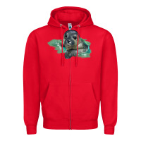 Red Sea Seal Face Illustrations Zipper Hoodie - LillyAllenDesigns
