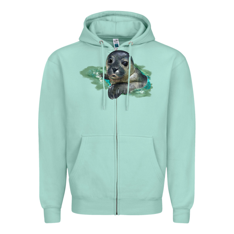 Sea Seal Face Illustrations Zipper Hoodie by LillyAllenDesigns | Teevron