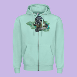 Sea Seal Face Illustrations Zipper Hoodie Designed By Lillyallendesigns