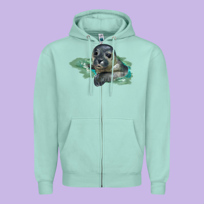 Sea Seal Face Illustrations Zipper Hoodie Designed By Lillyallendesigns