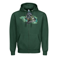 Sports Green Sea Seal Face Illustrations Zipper Hoodie - LillyAllenDesigns