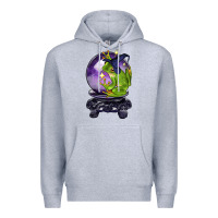 Heather Grey Halloween Frog With Crystal Ball Premium Hoodie - LillyAllenDesigns
