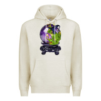 Oatmeal Heather Halloween Frog With Crystal Ball Premium Hoodie - LillyAllenDesigns
