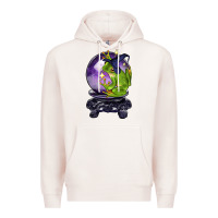 Pale Pink Halloween Frog With Crystal Ball Premium Hoodie - LillyAllenDesigns