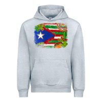 Heather Grey Mexico and Puerto Rico flag Urban Hoodie - texasbilliewilder