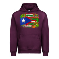 Mauve Wine Mexico and Puerto Rico flag Urban Hoodie - texasbilliewilder
