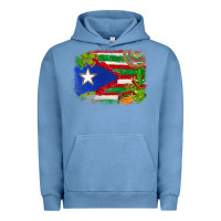 Pigment Pebble Blue Mexico and Puerto Rico flag Urban Hoodie - texasbilliewilder