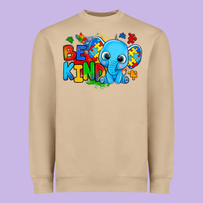 Be Kind Autism Elephant Heavyweight Sweatshirt Designed By Zillion Design Studio
