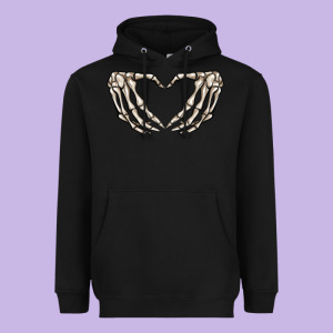 Skeleton Heart Heavyweight Hoodie Designed By Maliassmallbusiness