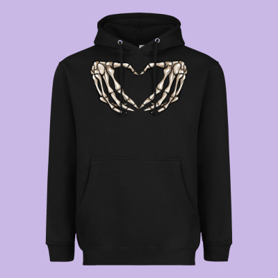 Skeleton Heart Heavyweight Hoodie Designed By Maliassmallbusiness