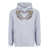 Heather Grey skeleton heart Heavyweight Hoodie - MaliasSmallBusiness