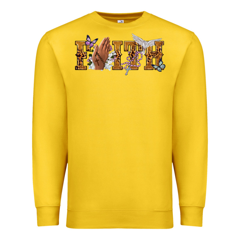 Faith With Praying Hands Premium Sweatshirt by NancyCooperArtShop | Teevron