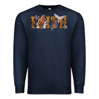 Navy faith with praying hands Premium Sweatshirt - NancyCooperArtShop