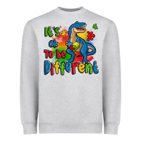 Heather Grey it's ok to be different autism trex Heavyweight Sweatshirt - Zillion Design Studio