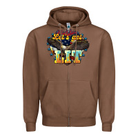 Chestnut lets get lit america eagle Zipper Hoodie - NancyCooperArtShop