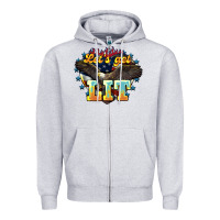 Heather Grey lets get lit america eagle Zipper Hoodie - NancyCooperArtShop