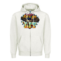 Oatmeal Heather lets get lit america eagle Zipper Hoodie - NancyCooperArtShop