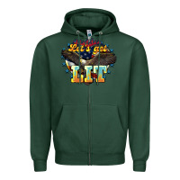 Sports Green lets get lit america eagle Zipper Hoodie - NancyCooperArtShop