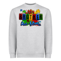 Heather Grey my brother is ausome autism Heavyweight Sweatshirt - Zillion Design Studio