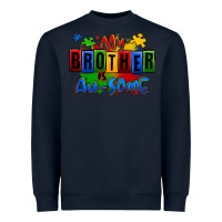 Navy my brother is ausome autism Heavyweight Sweatshirt - Zillion Design Studio