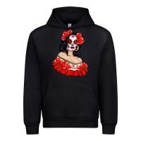 Black Mexicana Skull Girl with Roses Urban Hoodie - texasbilliewilder