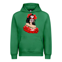 Emerald Mexicana Skull Girl with Roses Urban Hoodie - texasbilliewilder
