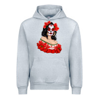 Heather Grey Mexicana Skull Girl with Roses Urban Hoodie - texasbilliewilder