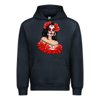 Navy Mexicana Skull Girl with Roses Urban Hoodie - texasbilliewilder