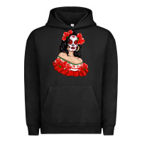 Pigment Black Mexicana Skull Girl with Roses Urban Hoodie - texasbilliewilder