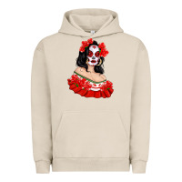 Pigment French Oak Mexicana Skull Girl with Roses Urban Hoodie - texasbilliewilder