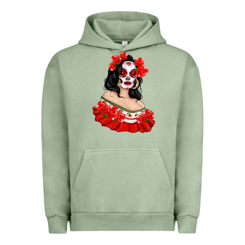 Mexicana Skull Girl With Roses Urban Hoodie by texasbilliewilder | Teevron