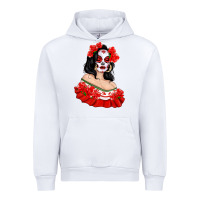White Mexicana Skull Girl with Roses Urban Hoodie - texasbilliewilder