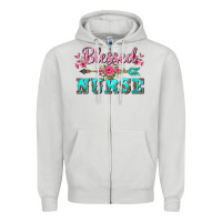 Dove Grey western blessed nurse pink floral arrow Zipper Hoodie - BarkalooDesign