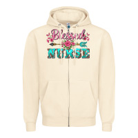 Sandshell western blessed nurse pink floral arrow Zipper Hoodie - BarkalooDesign