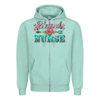 Seafoam western blessed nurse pink floral arrow Zipper Hoodie - BarkalooDesign
