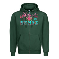 Sports Green western blessed nurse pink floral arrow Zipper Hoodie - BarkalooDesign
