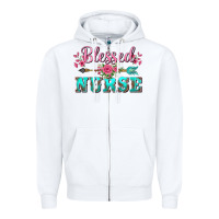 White western blessed nurse pink floral arrow Zipper Hoodie - BarkalooDesign