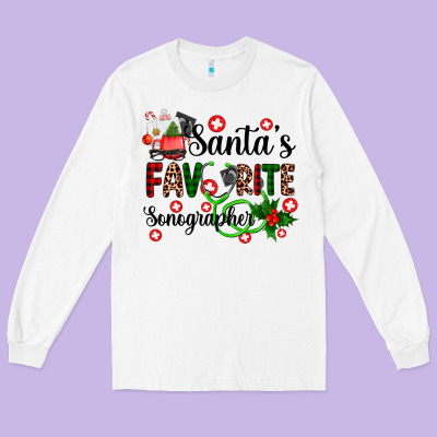Santa's Favorite Sonographer Long Sleeve Tee Designed By Adodesignshop