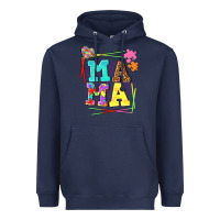 Navy Autism Mama Heavyweight Hoodie - NancyCooperArtShop