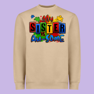 My Sister Is Ausome Autism Heavyweight Sweatshirt Designed By Zillion Design Studio
