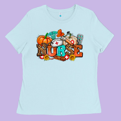 Nurse With Fall Element Ladies Tee Designed By Adodesignshop