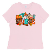 Bubblegum Pink nurse with fall element Ladies Tee - AdoDesignShop