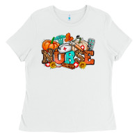 White nurse with fall element Ladies Tee - AdoDesignShop