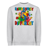 Heather Grey rawrsomely different autism trex Heavyweight Sweatshirt - Zillion Design Studio