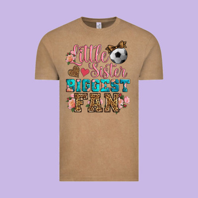 Little Sister Biggest Fan Soccer Vintage Tee Designed By Hra Design Shop