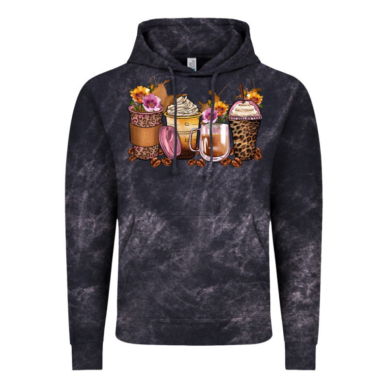 Leopard Rose Glitter Flowers Coffee Cups Vintage Hoodie by Zillion Design Studio | Teevron