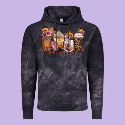 Leopard Rose Glitter Flowers Coffee Cups Vintage Hoodie Designed By Zillion Design Studio
