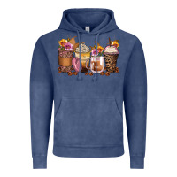 Vintage Denim leopard rose glitter flowers coffee cups Vintage Hoodie - Zillion Design Studio